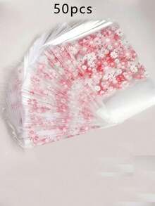 100 túi đựng kẹo vuông tự dính họa tiết hoa - Bao bì nhựa dùng một lần, thích hợp đựng bánh ngọt, sô cô la và kẹo - Tuyệt vời cho Halloween, Giáng sinh, Lễ Tạ ơn, để đựng đồ ăn vặt | Túi thiết kế ngày lễ | Túi nhựa khóa kéo - Màu Hồng baby - Xem 6