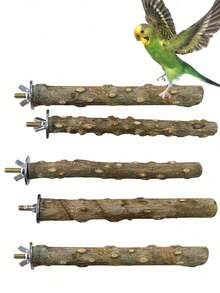 5PCS Bird Perch Stand Natural Wooden Parrot Stand Branch,3 Grape Wood Perch,2 Stand,Paw Grinding Fork Parakeet Chewing Stick Exercise Training Branches For Cockatiels,Small Medium Birds