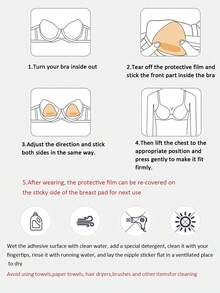 2 件可重复使用双面自粘式胸垫，隐形露背胸垫，适合小胸围，增强乳沟，适合婚纱、泳衣、比基尼 - 彩色 - 查看 11