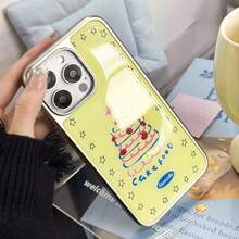 1 件可爱星星蛋糕图案电镀银色液体硅胶手机壳适用于 17Promax/17air/17/17pro/16Promax/16/13/15Pro/14/16Pro/12Promax/13Pro/11Promax/11，时尚保护软壳，个性化设计，适合女性 - 彩色 - 查看 5