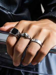 3 Stücke/Set einzigartiger Frosch Quadrat Harz Ring Set, Vintage Hochwertige Ringe