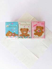 3/6/9/18 Packs Bear White Napkin; Handkerchief Paper; Mini Pack Tissue Paper; Portable Cute Facial Tissue.Random Color