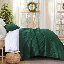 Yiran - Juego de edredón de color beige, tamaño, ligero, diseño de ondas ultrasónicas, colcha de microfibra suave para todas las estaciones, estilo moderno, juego de funda de cama de 3 piezas - Diamante verde esmeralda - Ver 4