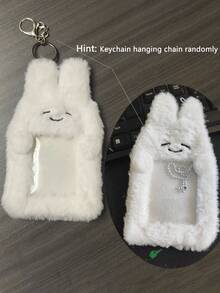 1个可爱毛绒动物卡套，背包钥匙扣挂件，学生证/卡片套，校园卡照片展示挂件，包包挂饰，照片保护套，学习用品，返校季（注：卡套颜色可能略有不同，但不影响使用 - 黑色、白色、浅粉色、棕色） - 白色 - 查看 11