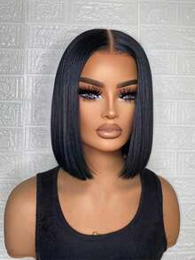 Glueless Short Bob Wig Human Hair, Pre-Plucked 13x4 HD Lace Front, Curly Wave Style For Women Full Edges Pre-Plucked Lace Wig With Baby Hair Natural Looking - Natural Black - 查看 1