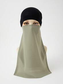 1pc Women's New Chiffon Elastic Adjustable Solid Color Muslim Hijab Headscarf, Fashion Classic Outdoor Wear For Dress