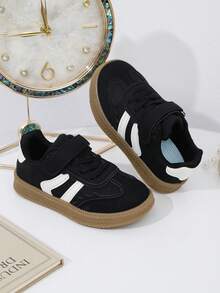 1 Pair Unisex Infant/Toddler PU Hook And Loop Design Classic Sports Sneakers, Suitable For All Seasons