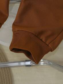 Set de 2 piezas de ropa casual cómoda para niños pequeños, suéter de punto texturizado y pantalones deportivos con cintura elástica, adecuado para uso diario, escuela, exterior, otoño/invierno - Albaricoque - Ver 7