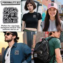 GIURKUU 1pc "If I Don't Say It, My Face Will" Iron-On Patch, Funny Sarcastic Embroidered Iron-On Patch, Suitable For Clothes, Backpacks, Jeans, Hats, DIY Embroidery Applique - Black and White - View 5