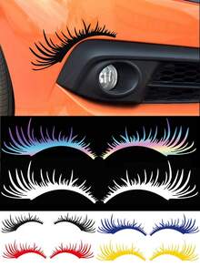 1 Pair Reflective Car Headlight Eyebrow Stickers – Durable Waterproof Vinyl Decals For Headlights Hoods And Front Bumpers, Unique Eye-Catching Design For Custom Car Styling, Enhances Night Visibility And Adds Personalized To Your Vehicle, Easy DIY Installation With No Residue Removal, Reflective Headlight Eye Masks, Cute Car Decoration Stickers - one-size - View 9