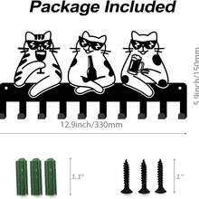1 件可爱黑猫铁艺钥匙扣，装饰性钥匙收纳架壁钩，适用于客厅、卧室、办公室、乔迁和生日礼物