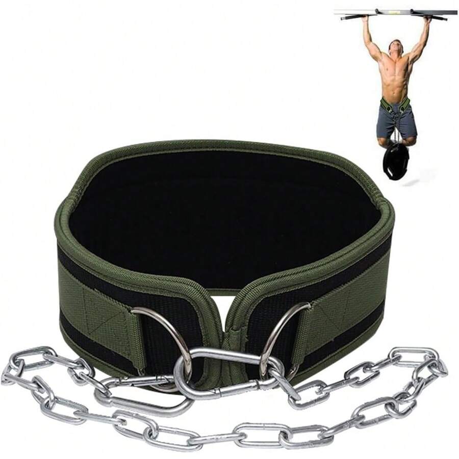 Cinturón de buceo de acero ajustable con cadena, adecuado para levantamiento de pesas (soporta hasta 150 kg), ideal para entrenamiento en gimnasio y en casa, adecuado para hombres y mujeres, puede usarse para sentadillas, entrenamiento muscular y dominadas. - 1 - Ver 1
