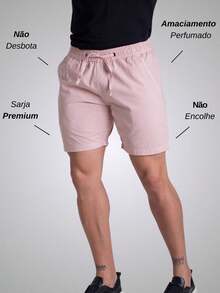 Men's Shorts Premium Twill Fabric Bermuda Comfort Denim TROPEZ - Rosa Pálido - Ver 2