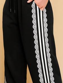 Pantalones para mujer con encaje - Negro - Ver 2