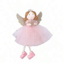 1pc Christmas Decoration Whimsical Fairy Tale Angel Pendants, Cute Angel With Wings, Mesh Dresses - Perfect For Christmas Tree, Home & Window Display, Valentine'S Day & Thanksgiving Gifts, Festive Ornament|Playful Design|Detailed Craftsmanship, Battery-Free Hanging Ornaments For Xmas Tree, New Year, Fall Decor