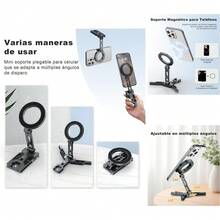 Trípode Selfie Mini Magnético de Aluminio Plegable para Bolsillo - Compatible con 12/13/14/15/16 y Teléfonos Android, Ajustable, Color Gris - Gris - Ver 1