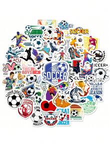 50张足球贴纸，足球水瓶贴纸，足球运动员贴纸，足球礼品，防水乙烯基贴纸，适用于水瓶、保温杯、吉他、行李箱、手机、手机壳、笔记本电脑、滑板，是馈赠佳品。 - 彩色 - 查看 7
