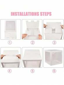 8件套，27厘米字母装饰婴儿派对礼盒，适用于婴儿派对、性别揭晓派对，透明气球盒礼盒，男宝宝/女宝宝派对装饰，新生儿派对装饰礼盒，婴儿派对气球盒，完美适用于生日派对、婴儿派对、性别揭晓派对回礼、婴儿派对摄影道具、婴儿派对礼物，不含气球 - 白色 - 查看 6