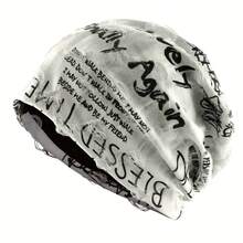 Outdoor Sports Knitted Hat Unisex Autumn Winter Beanie Letter Retro Brimless Hat Women Men Pullover Hat - 白色 - 查看 8