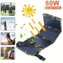 80W USB Solar Panel Folding Power Bank Outdoor Camping Hiking Phone Charger - Nhiều màu - Xem 5