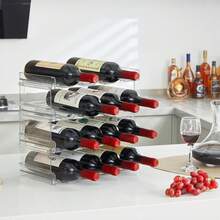 Lifewit Organizador de Botellas Apilable para Armario, Frigorífico, Despensa - Portabotellas de Plástico para Almacenar en Encimera, Armario, Oficina - Pack de 4, Cada Bandeja Admite 4 Recipientes NUTY - 16 botellas - Ver 4