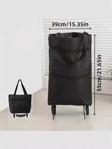 2-In-1 Lightweight Foldable Shopping Cart, Foldable Trolley With Wheels, Reusable Shopping Bag, Unisex Travel Bag, Home And Kitchen Supplies, Portable Rolling Shopping Bag With Wheels, Waterproof Trolley. (Oxford Fabric, Rubber Wheels)