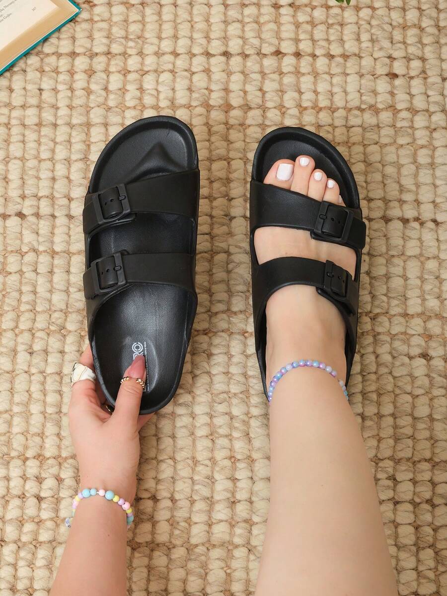 Lymalimoon Women Home Slippers - Black Buckle - View 1