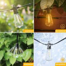 LED Outdoor String Lights, 50 FT Waterproof Patio Lights With 25+2 ST38 Vintage Edison Shatterproof Bulbs, Connectable Dimmable Hanging Lights For Backyard Bistro Cafe Garden Gazebo - Warm White-651723 - ST38-25FT - Xem 3