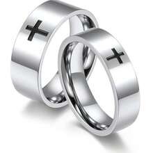 1pc Unisex Stainless Steel Cross Ring, Faith Engagement Wedding Commitment Ring