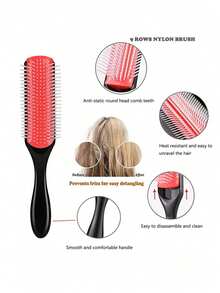 Set de 1/3/5/6/7 cepillos para peinado, cepillo rizado apto para cabello natural rizado 3/4 ABC, tanto para cabello húmedo como seco, botella de spray de niebla ultrafina, peine con púas, cepillo para el nacimiento del cabello y la nuca, apto para cabello grueso y fino, herramientas para el cuidado del cabello - Morado - Ver 11