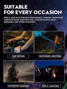 1/2/4pcs Outdoor Portable Multifunctional Flashlight With 8 LED Side Emergency Light, 1200mAh Rechargeable Battery, High Strength Material, 3 Brightness Modes, Zoom Function, Real-Time Battery Display, Suitable For Outdoor, Home, Camping, Cycling, Fishing, Car, Emergency Lighting - Essential Gift For Christmas, Halloween, Festivals - Upgraded Version-flashlight - View 11