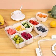 Snackle Box Container,Portable Snack Box 8 Compartment Divided Serving Tray With Lid And Handle,Clear Storage Organizer For Fruit Candy Nuts Veggie-Perfect For Road Travel Party(1 Pack) - Clear - View 4