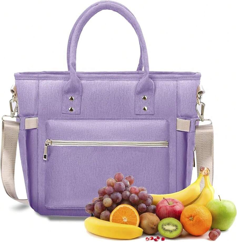 Loncheras para mujer y hombre, Lonchera termica de gran capacidad, impermeable y a prueba de fugas, adecuado para oficinas, campamentos, picnics(Negro) - Morado - Ver 1