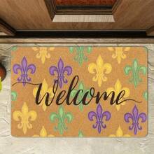 Mardi-Gras Fleur-De-Lis Decorative Welcome Doormat, Indoor Floor - Home Decor & Room Decoration, Area Doormat Entryway Living Room Bedroom Dining Room Kitchen - Black - View 4