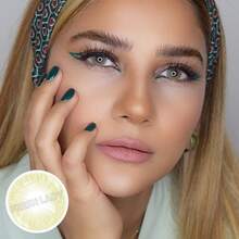 FRESH LADY زوج من العدسات اللاصقة الجمالية للعيون باللون الأخضر الليموني، عدسات ماكياج للحدقة، للارتداء اليومي، المواعدة، العمل، الاستخدام السنوي، 14.2 مم - بني - مشاهدة 5