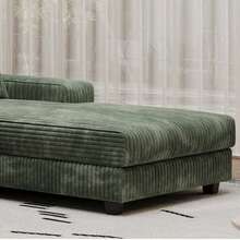 YOGLAD Convertible U-Shaped Sectional Sofa With Built-In Storage Compartments, Modern Corduroy Fabric 6-Seater Couch With Double Chaise Lounges, Large Comfortable Living Room Sofa With Solid Wood Frame, Easy Assembly & Durable Design - Green - View 6