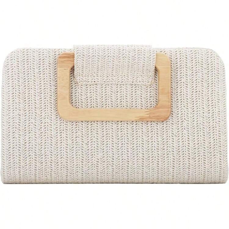 Straw Clutch Purses Women Summer Beach Bag Woven Evening Handbags Top Handle Shoulder Bag Vacation - 開始 - 查看 2