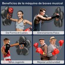 Máquina de Boxeo con Música Bluetooth Inteligente, Recargable de Equipo de Boxeo, Velocidad de Práctica Ajustable, Volumen Ajustable, Puede soportar 400 kg de Golpes, con 2 Pares de Guante - 1 - Ver 6