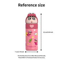 蜡笔小新人物不锈钢真空吸管杯，官方授权双层隔热杯，适用于冷热饮品，可爱卡通旅行杯，适合儿童粉丝的礼物（卡哇伊风格鳄鱼形杯） - 玫紅色 - 查看 9