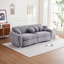 Modern Sofa For Living Room, 84" Green Chenille Sofa Couch, Sectional Love Seat Couch, Upholstered Sofa For Apatment Bedroom Home Office - 灰色 - 查看 4