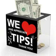Trinkgeldbox für Barkeeper, Acryl-Trinkgeldbox für Spendenbox, Spendenkasse, Trinkgeldkasse, Sammelbox für Restaurant, Musiker, Fahrer