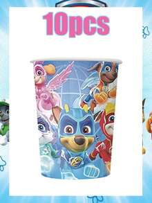Paw Patrol Cartoon Blue Theme Party Tableware Set (Paper Cups/Plates/Cake Dishes/Dessert Plates) - Party Supplies Disposable Party Decorations For Christmas/Birthday Celebration - Multicolor - View 6