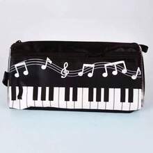 1套钢琴键音乐防水牛津布手提包单肩包购物袋，钢琴键音乐铅笔盒，旅行周末包，可重复使用的音乐手提包，休闲时尚，高品质高颜值。音符图案，适合上学、购物和通勤 - 音乐爱好者的理想礼物，办公用品，适合工作和日常使用，节日/生日/新年礼物（款式随机）