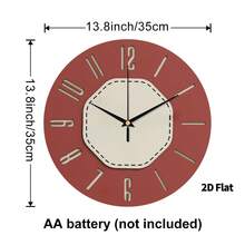 1 pieza Reloj de pared moderno de diseño circular de moda, plano y bidimensional, con movimiento de cuarzo súper silencioso, sin tic-tac, adecuado para la decoración de la sala de estar, sala de música, dormitorio, cocina, cafetería, un regalo perfecto y decoración festiva para el hogar