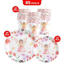30pcs Cute Floral Fairy Disposable Plates & Cups, Party Supplies Suitable For 30 Guests, Disposable Paper Plates & Cups For Birthday, Wedding, Party, Family Picnic
