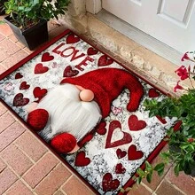 1 pieza Alfombra de Gnomo Rojo, Decoración del Día de San Valentín, Adecuada para Sala de Estar/Dormitorio/Oficina/Patio/Jardín, Acogedor y Elegante, Felpudo de Interior y Exterior, Alfombra Pequeña, Felpudo de Bienvenida, Alfombra, Felpudo Exterior, Alfombra de Cocina, Decoración del Hogar, Felpudo de Entrada, Alfombra Pequeña de Área, Almohadilla Exterior, Decoración del Hogar, Alfombra de Área, Alfombra de Jardín, Alfombra Lavable