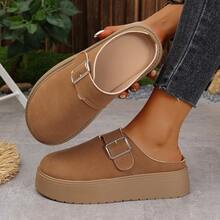 Damen Große Größen Metall Schnallen Stilvolle Frühling/Herbst Neue Bequeme Slip-On Mule Pantoffeln, vielseitige hochwertige einfache Loafers