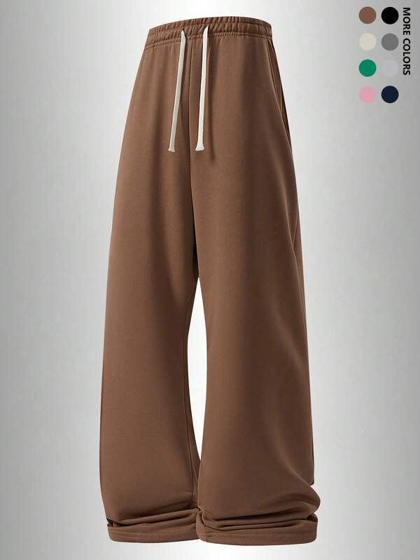 1 Stück Herren einfarbige gerade geschnittene locker sitzende Lässig Hose