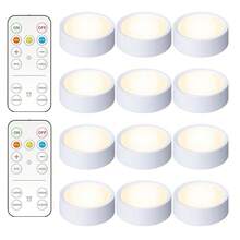 LED 橱柜下照明，带遥控器的电池供电 LED 冰球灯，3 种颜色照明橱柜下灯，壁橱下灯，贴灯，厨房、柜台、壁橱台下灯 - 白色 - 查看 23