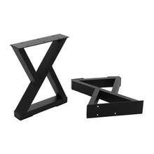2*Table Legs Black Metal Base X-Shaped 40cm High - Black - View 9